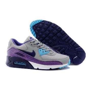 Nike Air Max 90 Womens Shoes Gray Purple Blue Special Discount Code